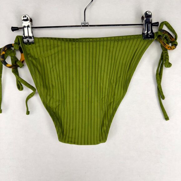 J.Crew Wide-Rib High-Rise Bikini Bottom Dark Green Ladies Size M NEW - Picture 3 of 9